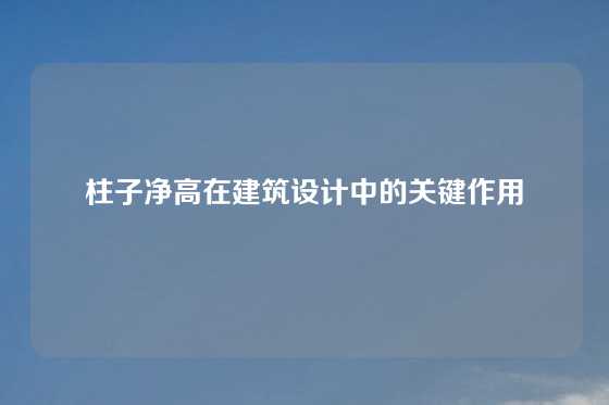 柱子净高在建筑设计中的关键作用