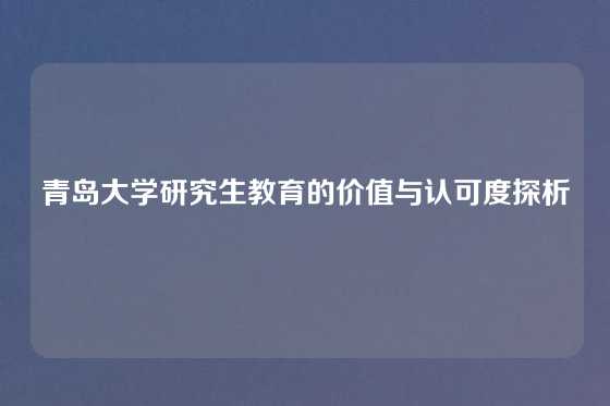 青岛大学研究生教育的价值与认可度探析
